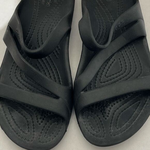 Crocs Women's Black Rubber Kadee II Iconic Comfort Slip On Strappy Sandal Size 7 - Picture 4 of 10